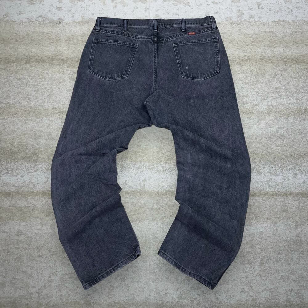 Vintage Y2K Rustler Jeans 38x30 Relaxed Fit Smoke Black Wash Work Wear Denim